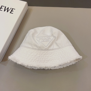 Prada Fabric Bucket Hat White