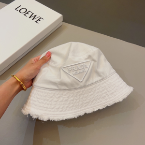 Prada Fabric Bucket Hat White