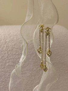 Chanel CC Heart Diamonds Earrings