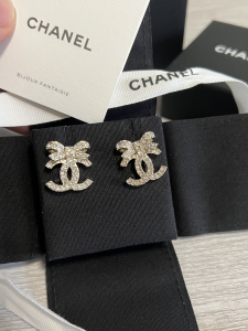 Chanel Crystal CC Bowknot Earrings