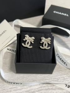 Chanel Crystal CC Bowknot Earrings