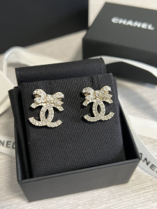 Chanel Crystal CC Bowknot Earrings