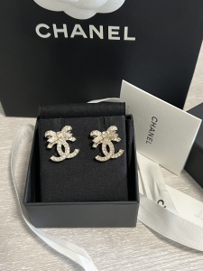 Chanel Crystal CC Bowknot Earrings
