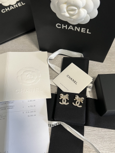 Chanel Crystal CC Bowknot Earrings