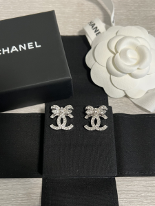 Chanel Crystal CC Bowknot Earrings
