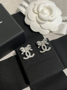 Chanel Crystal CC Bowknot Earrings