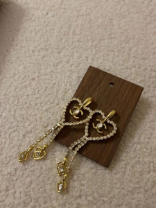 Chanel Crystal Heart Earrings