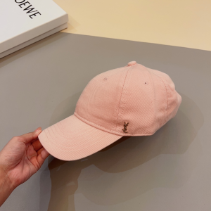 Saint Laurent YSL Cotton Fabric Baseball Hat Pink Saint Laurent YSL Cotton Fabric Baseball Hat Pink