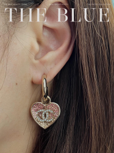 Chanel Crystal CC Heart Earrings