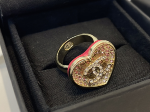 Chanel Crystal CC Heart Rings