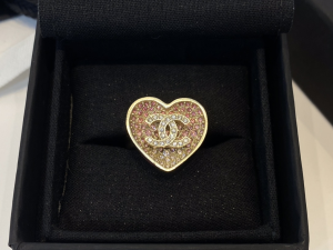 Chanel Crystal CC Heart Rings