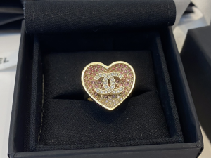 Chanel Crystal CC Heart Rings