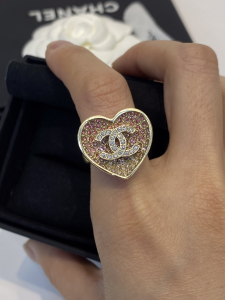 Chanel Crystal CC Heart Rings