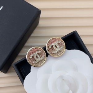 Chanel Crystal CC Round Earrings