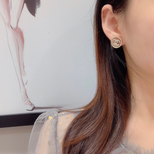 Chanel Crystal CC Round Earrings