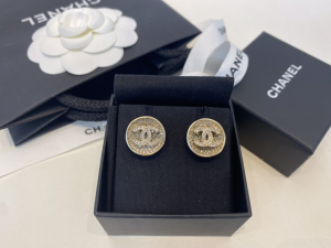 Chanel Crystal CC Round Earrings