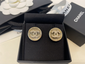 Chanel Crystal CC Round Earrings