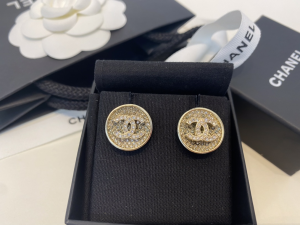 Chanel Crystal CC Round Earrings
