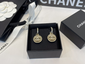 Chanel Crystal CC Round Earrings