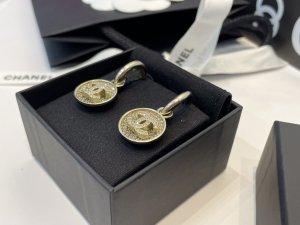 Chanel Crystal CC Round Earrings