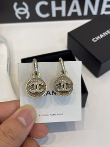Chanel Crystal CC Round Earrings
