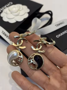 Chanel Gold CC Round Monogram Earrings