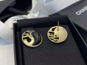 Chanel Round Monogram Logo Earrings
