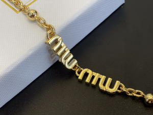 Miu Miu Logo Chain Bracelet Gold