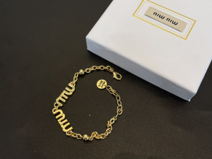 Miu Miu Logo Chain Bracelet Gold