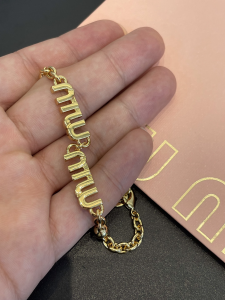 Miu Miu Logo Chain Bracelet Gold
