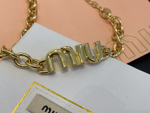 Miu Miu Logo Chain Necklaces Gold