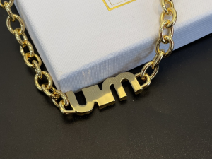 Miu Miu Logo Chain Necklaces Gold