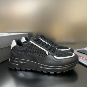 Prada Mesh and Leather Sneaker Black