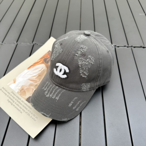 Chanel CC Fabric Baseball Hat Gray