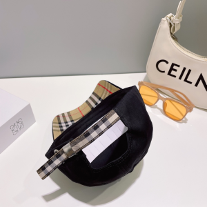 Prada Check Baseball Hat Black