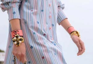 Chanel CC Cross Bangle Bracelet Black