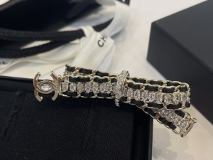 Chanel CC Crystals Leather Brooch