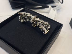 Chanel CC Crystals Leather Brooch