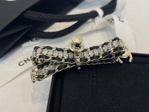 Chanel CC Crystals Leather Brooch