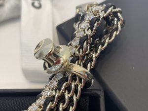 Chanel CC Crystals Leather Brooch