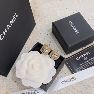 Chanel Crystals CC Square Earrings