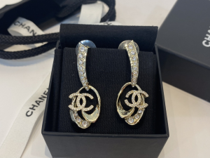 Chanel Crystals CC Pendant Earrings