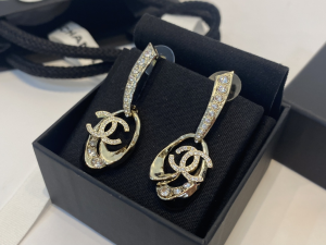 Chanel Crystals CC Pendant Earrings