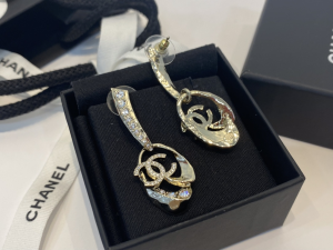 Chanel Crystals CC Pendant Earrings