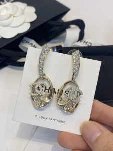 Chanel Crystals CC Pendant Earrings