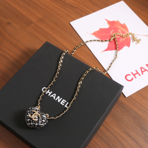 Chanel Tweed Heart Pendant Necklace