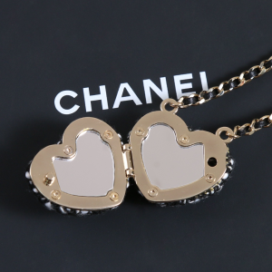 Chanel Tweed Heart Pendant Necklace