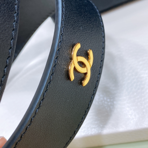Chanel CC Logo Leather Belt Black 30MM