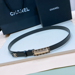 Chanel Leather Belt Black 20MM