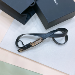 Chanel Leather Belt Black 20MM